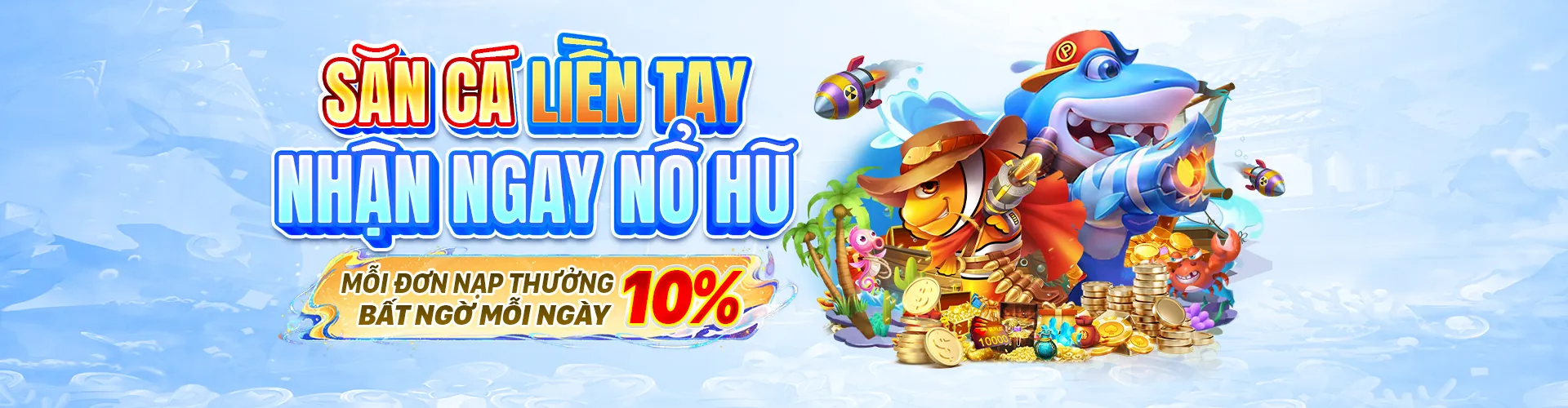 Hình ảnh chính trò chơi Bắn Cá IWIN, thể hiện đại dương bao la với kho báu và sinh vật biển đa dạng